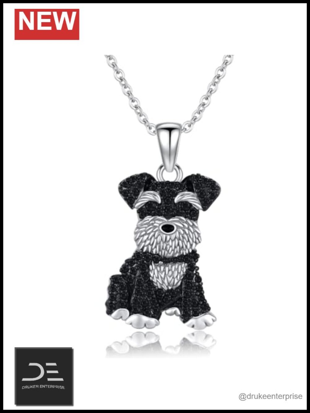 Sterling Silver Schnauzer Pendant Necklace with Zircon